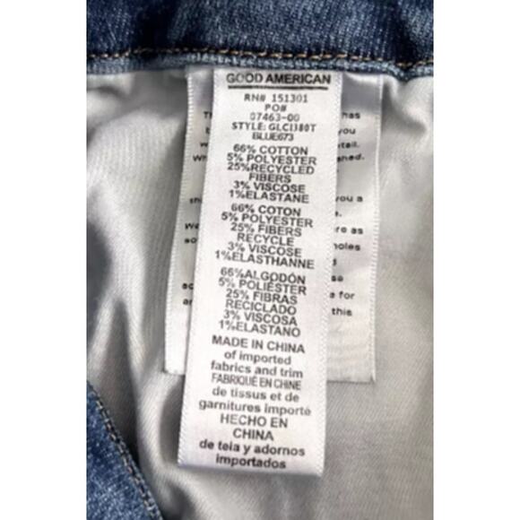 Good American Women's Good Leg Cigarette Distressed Knees Blue jean Size 30X26 - Picture 12 of 13